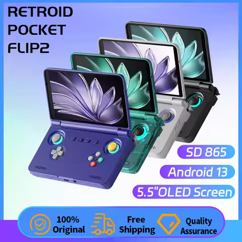 Retroid Pocket Flip2 SD865 5.5”1080p OLED WIFI6 Android Handheld Portable Gaming Console With Hall R
