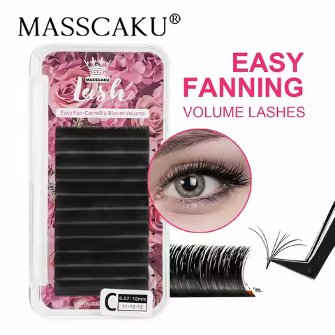 MASSCAKU Easy Fanning Bloom Eyelashes Austomatic Flowering Volume Faux Mink Individual Lashes Thick 
