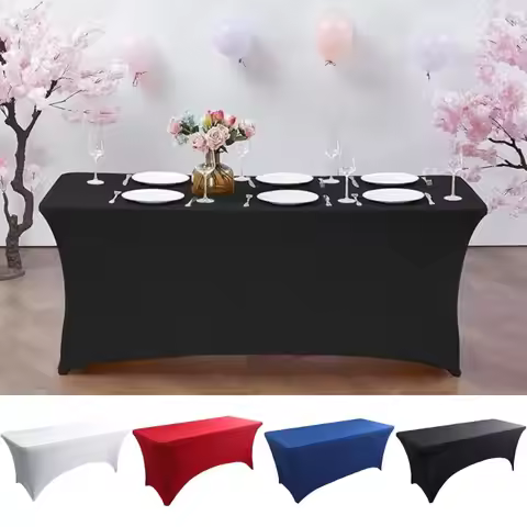 Black 4/6FT High Stretch Tablecloth Washable Universal Bed Cover Elastic Rectangular Table Cloth Hot