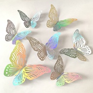 authentic 12Pcs/Set 3D Butterfly Hollow Wall Sticker Mirror Effect Butterflies Stickers Wedding Deco