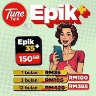 Simkad Tunetalk Epik | Tune Talk Sim Card High Speed Plan 4G 5G Epik+ 50 35 25
