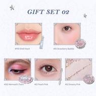Flower Knows Shells Jewel Collection makeup gift set inclusdes lip glaze+eyeshadow+setting poder+blu
