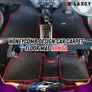 Car Honda LAXCY Honeycomb Carpet Floor Mat City 2002-2025 Civic 2000-2025 CRV 1996-2025