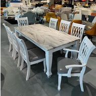 💥 Free Intsall💥- Dining Set | Marble Table | 1 Meja 8 Kerusi | Set meja 8 kerusi |Brown |Solid Wood