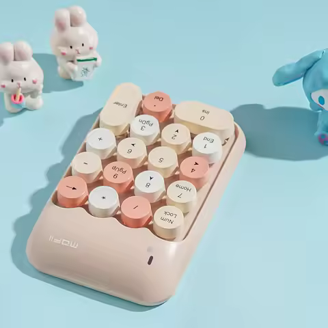 MOFii X910 Wireless Numeric Keypad, Milk Tea Macaron Color, Retro Round Keycaps, for Financial Offic