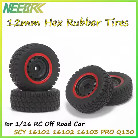 SCY 16101 PRO 16102 PRO 16103 PRO Q130 85mm Rubber Tyre Tires 12mm Hex 6035 for 1/16 Off-Road RC Car