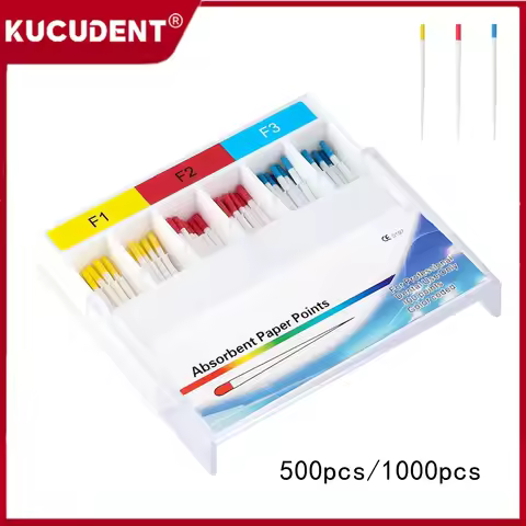 500/1000pcs Absorbent Paper Points F1 F2 F3 Dental Root Cancel Files Endodontics Preparation Cotton 
