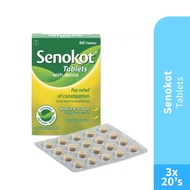 SENOKOT Tablets 3 x 20's for Constipation Relief, Digestive Support Tablets, 缓解便秘片, 泻药片 HMS Town Pha