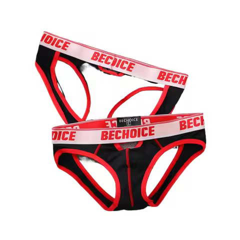 Men's rear hollow low-rise underwear youth double T-pants