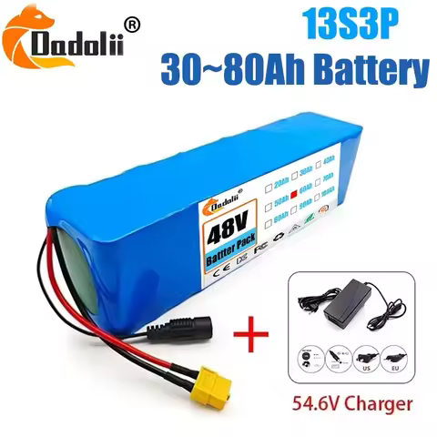 2025 New 13S3P 48V 100000mAh 100Ah lithium-ion battery pack with 1000W BMS rechargeable backup batte