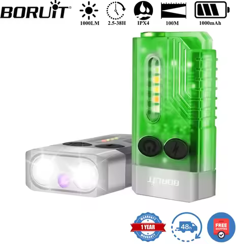 BORUiT V10 Keychain UV LED EDC Fluorescence Flashlight Type-C Rechargeable Work Light Torch with Mag