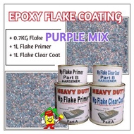 PURPLE MIX FLAKE • Epoxy Flake Coating Set • Refurnishing Floor • No Hacking • Waterproofing