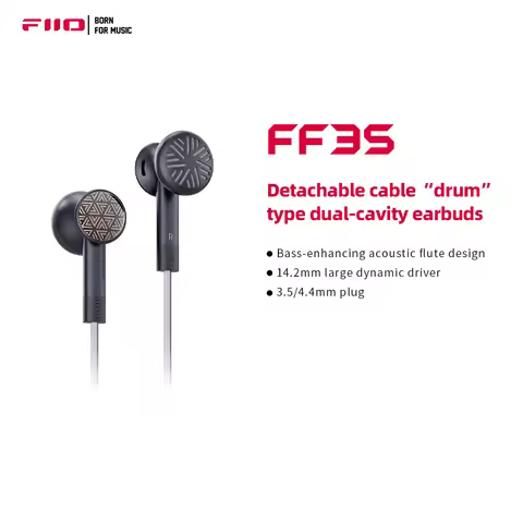 FiiO FF3S Dynamic Drive Earbuds, HiFi wired earphone with Bass Super Sound Earbud Music Earphones
