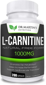 Extra Strength L-carnitine  แอล-คาร์นิทีน สูตรเข้มข้น 500 มิลลิกรัมต่อแคปซูล / 200 แคปซูล - DR.MARTIN'S NUTRITION