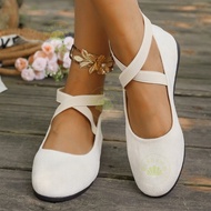Bashamm2025Women's Large Size Single Shoes36-43White Flats Women's Shoes FlatsCasual Soft Bottom Wor