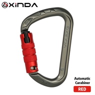 Xinda กลางแจ้ง D รูปร่างปีนหิน carabiner อลูมิเนียมปีนเขาสกรูอัตโนมัติความปลอดภัยหัวขัดปีน carabiner