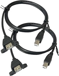 Seadream USB Printer Cable; 2Pack USB 2.0 Type A Female Panel Mount to USB B Male Cable;USB A to B C