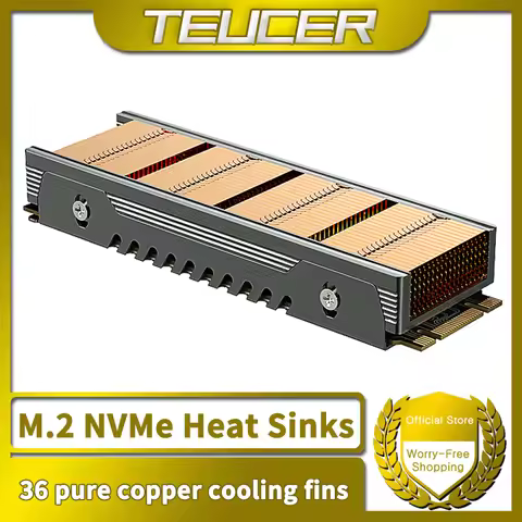 TEUCER M.2 SSD NVMe Heat Sink M2 2280 Solid State Drive 36 Cooling Fin Radiator with Thermal Pad