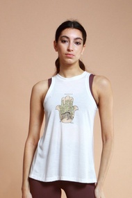 asana eco 生態意識系列-高領後開背心-白/石虎