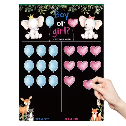 Boy or Girl Gender Reveal Voting Game Poster Board with Stickers Baby Gender Reveal Party Decoration