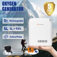 【5L】Rechargeable Oxygen Concentrator 1L-5L Adjustable 90% Pure Oxygen Portable Home Oxygen Machine f