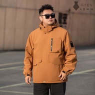 S-8XL Men Jacket 大码外套 男生外套 外套男 大码男装 男外套 秋冬季防水防风冲锋衣外套 工装外套男 工装宽松连帽夹克男 WOBC