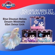 Mini Aquarium Small Fish Tank Betta LED Aquarium Mini Lego Fish Aquarium Complete Set Betta Fish Aqu