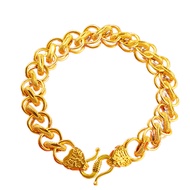 Gold Necklace in Gold 999 Thousand Pure Gold 12mm Gold Fortune Character Circle Bracelet Necklace Se
