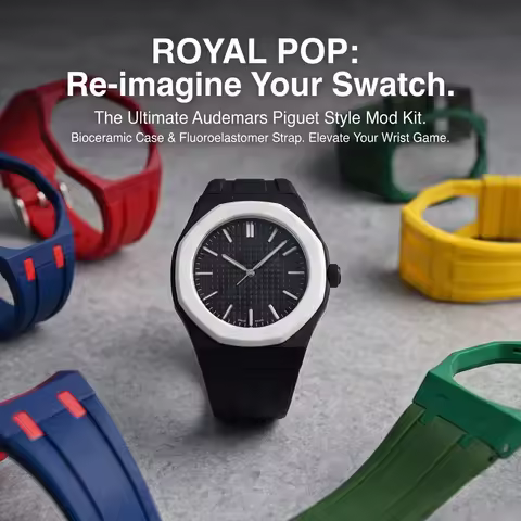 For Audemars Piguet AP x Swatch Royal POP Pocket FKM Watch Strap Bioceramic Protective Case Bezel Wa