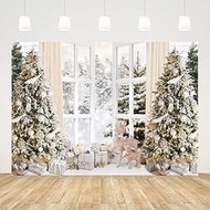 Ticuenicoa 6x4ft Christmas Backdrops for Photography Winter Snow Scene Xmas Tree Christmas Deer White Window Background Holiday Family Kids Newborn Birthday Party Decorations Photo Studio Props