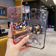 for VIVO Y17S Y27 T1X Y21S Y33S Y12S Y18 Y38 Rubik's cube Billiards Clear Plating Case Anti Drop Cov