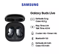ซัมซุง หูฟังบลูทูธ Samsung Galaxy Buds Live ลดเสียงรบกวนแบบใช้งานจริงชุดหูฟังบลูทู ธ galaxy Buds+ R180 TWSไร้สายแบบครึ่งหู（100%）AKG TWS True Wireless Bluetooth Earphones
