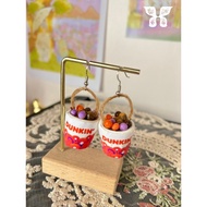 PIXIEFY [Dunkin' Donut Miniature] Cute Aesthetic Earrings and Keychain
