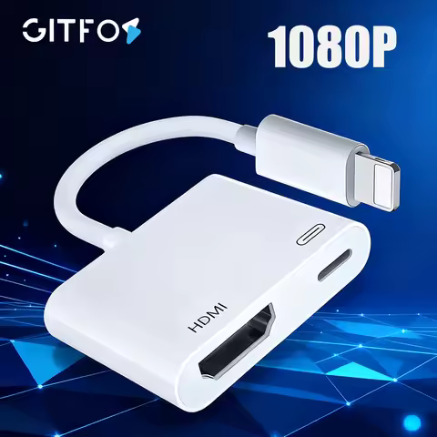 GITFOS Adapte For Lightning to HDMI HUB 1080P VideoAudio Sync Screen Converter with ios Charging Por