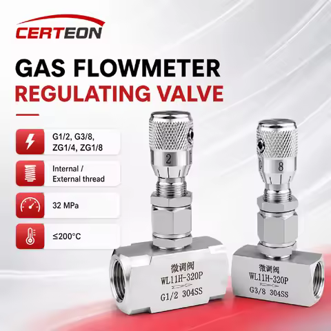 WL11H-320P 304 Stainless Steel Needle Valve Gas Flow Control Valve Lab Gas Calibration System G1/2 G
