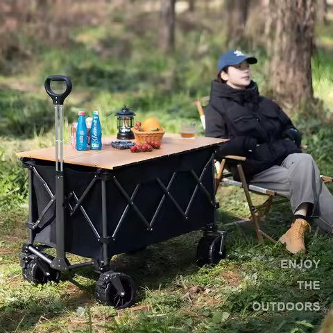 MOEYE Camping Trolley 220L Large Capacity Folding Wagon Cart Portable Outdoor Multifunction Adjustab