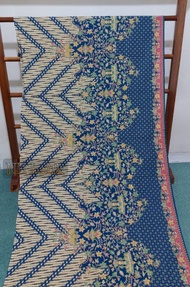KAIN BATIK PREMIUM Bahan Katun Halus Warna Biru Navy Kombinasi Motif Parang Bunga Jarik Jarit Sampin