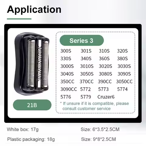 For Braun Series 3 21B Electric Shaver Head Accessories Knife Membrane 301S 310S 320S 340S 360S 3040