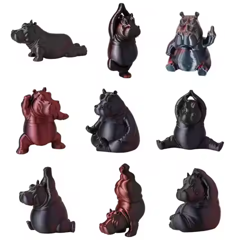 Clumsy Yoga Master Hippo, Funny Resin Figurine Hippo Yoga Statue Meditation Hippopotamus Meditation