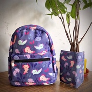 手繪風六角恐龍六角龍魚蠑螈迷你尼龍後背包 電腦包 - 酷樂村