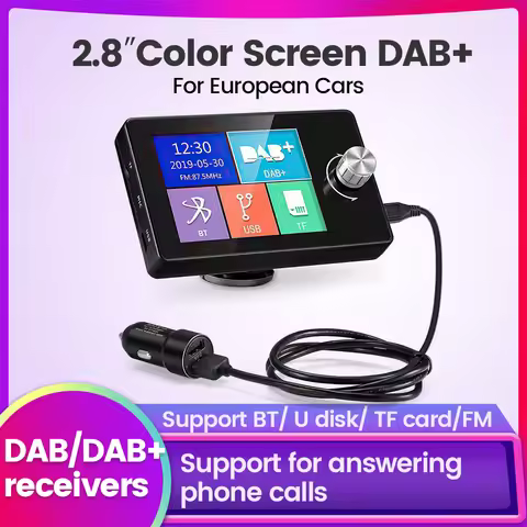 DAB+ Car Digital Radio FM Receiver BT SD TF MP3 Player 2.8 Inch Screen DAB for European Car Audio Si