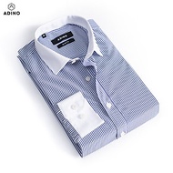 Áo sơ mi nam kẻ sọc xanh ADINO vải sợi sồi modal polyester mềm mịn mát dáng slimfit công sở trẻ trun