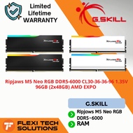 Flexi tech G.SKILL Ripjaws M5 Neo RGB DDR5-6000 CL30-36-36-96 1.35V 96GB (2x48GB) AMD EXPO - BLACK/W