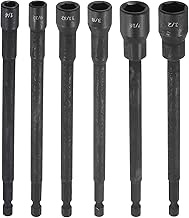 HARFINGTON 6pcs Nut Driver Drill Bit 1/4,3/8,7/16,9/32,11/32,1/2 Inch Socket 1/4" Hex Shank 6" (150m