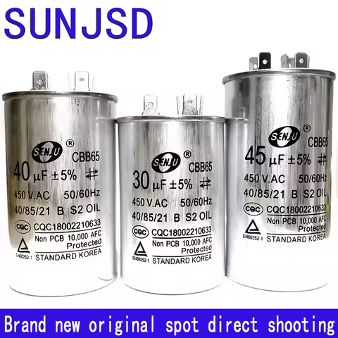 CBB65 Air Conditioner Compressor Motor Run Start Capacitor 450VAC Sizes 5UF 6UF 8UF 10UF 12UF 14UF 1