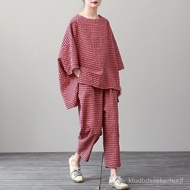 Taiwan Shipping Large Size Suit Women Plus Women's Cotton Linen Ankle-Length Pants 2024 Summer Loose