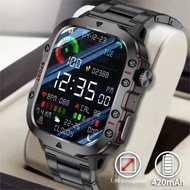 Rugged Military Smart Watch Men's Outdoor Watch 2.01" HD Touch Screen Voice Bluetooth Call Smartwatc