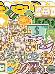 50pcs Currency Sticker Set - Diverse Designs For Scrapbooking, Journals, Laptops, Water Bottles, And