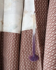 日本製和風印花棕色古著羽織和服外套