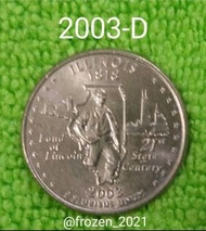 珍藏 美國 2003-D 伊利諾州25美分 =1/4 硬幣紀念幣